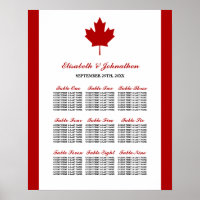 Canadian Flag Wedding Seating Chart