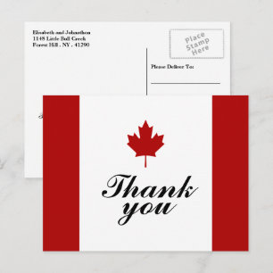 Canadian Flag Wedding Thank You Announcement Postcard