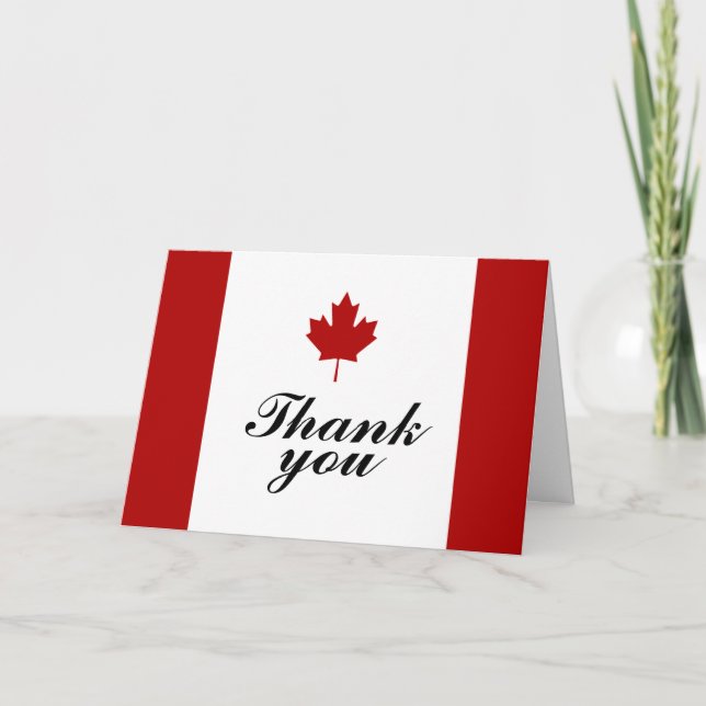 Canadian Flag Wedding Thank You Card (Front)