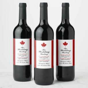 Canadian Flag Wedding Wine Label
