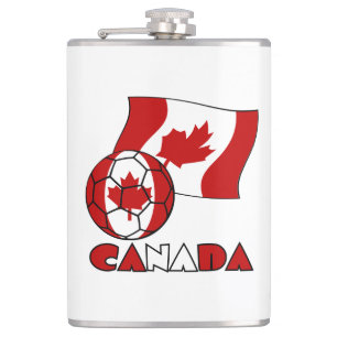 Canadian Flag with Soccer Ball Hip Flask