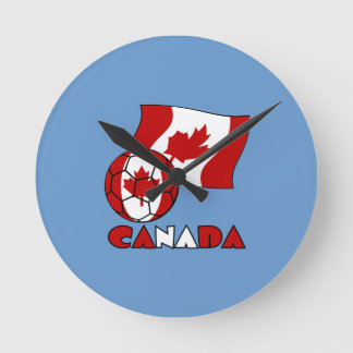 Canadian Flag with Soccer Ball Round Clock