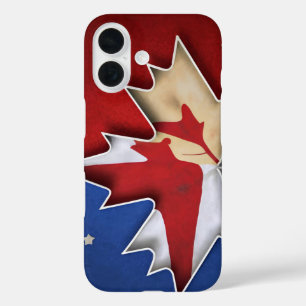 Canadian Flag with U.S. Stars Design iPhone 16 Case
