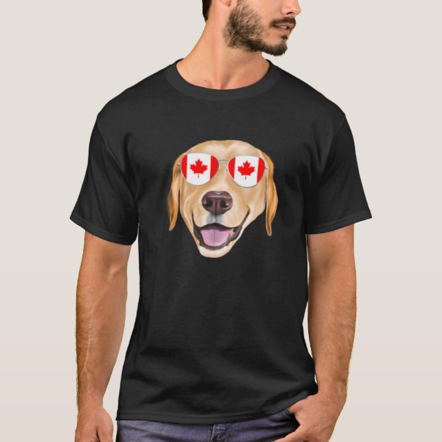 Canadian Flag Yellow Labrador Retriever Dog Canada T-Shirt (Front)
