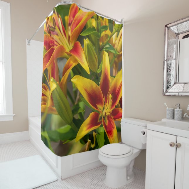 Canadian Floral Beauty, Orange Daylily Shower Curtain (In Situ)