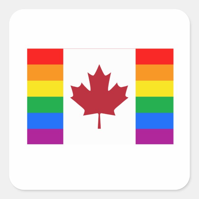 CANADIAN GAY PRIDE FLAG SQUARE STICKER (Front)