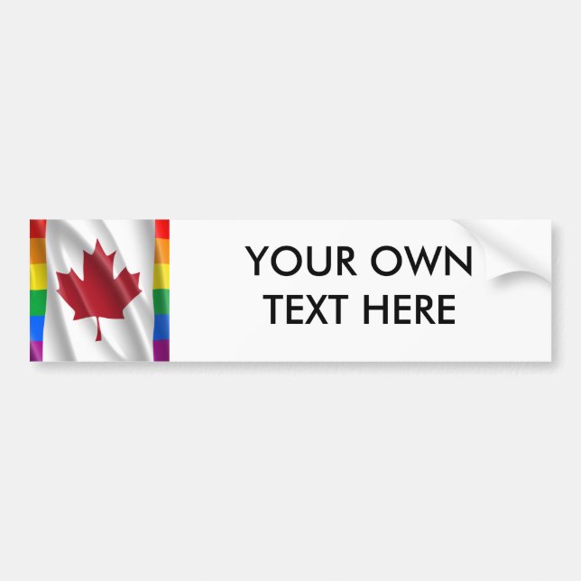 CANADIAN GAY PRIDE FLAG WAVY DESIGN BUMPER STICKER (Front)