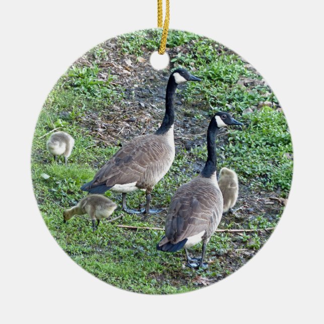 Canadian Geese Family Ceramic Tree Decoration (Front)