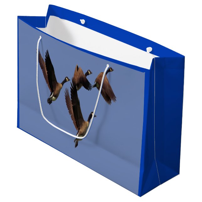 Canadian geese flying in a flock kids design large gift bag (Front Angled)