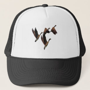 Canadian geese flying in a flock kids design trucker hat