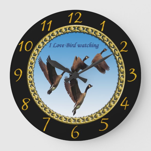 Canadian geese flying together kids design  large clock (Front)