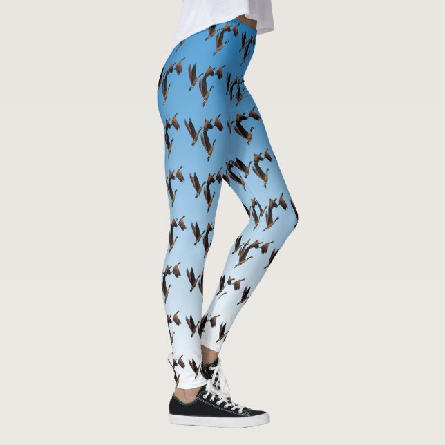 Canadian geese flying together kids design leggings (Right)