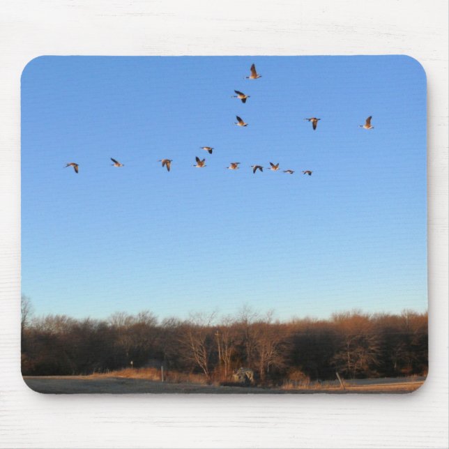 Canadian Geese Flying V Mousepad (Front)