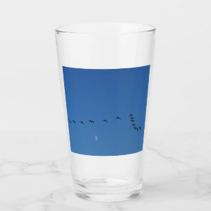 Canadian geese in flight glass