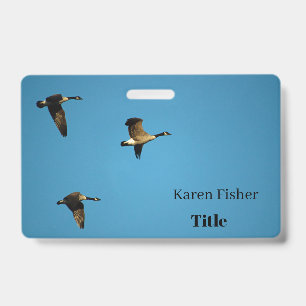 Canadian geese in flight ID badge