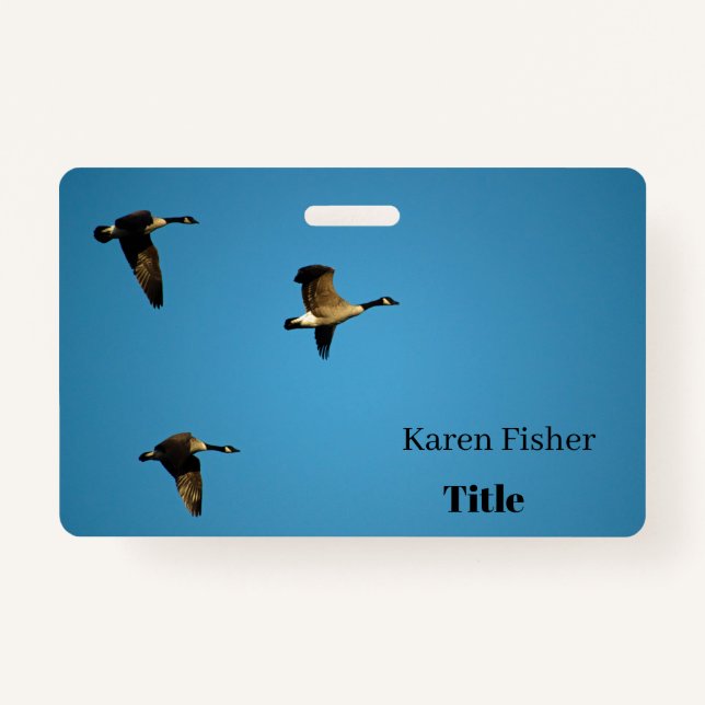 Canadian geese in flight ID badge (Front)