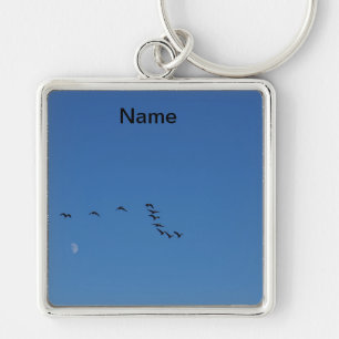 Canadian geese in flight key ring