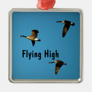 Canadian geese in flight metal tree decoration