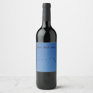 Canadian geese in flight wine label