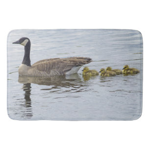 Canadian Goose And Goslings Bath Mat