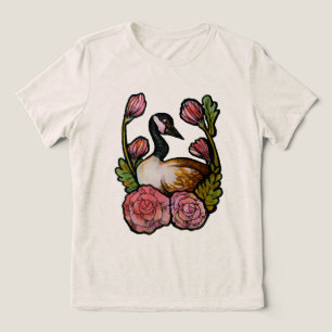 Canadian Goose Canada Geese Pink Floral Art        Tri-Blend Shirt