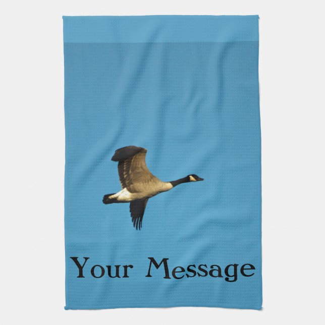 Canadian goose in flight  tea towel (Vertical)