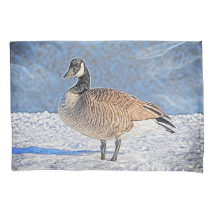 Canadian goose in the snow pillowcase