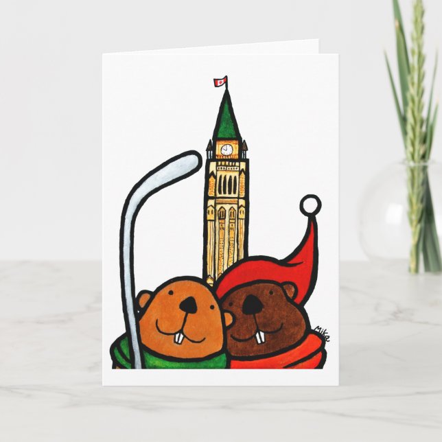 Canadian Greeting Card Funny Canadian Beavers card (Front)
