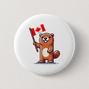Canadian Groundhog Flag Funny Holiday Summer Canad 6 Cm Round Badge
