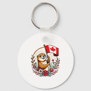 Canadian Groundhog Flag Funny Summer Canada Day Ho Key Ring