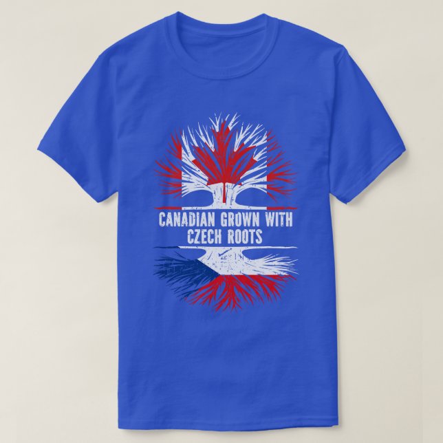 Canadian Grown with Czech Roots Canada Flag T-Shirt (Design Front)