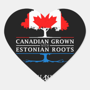 Canadian Grown with Estonian Roots   Estonia Heart Sticker