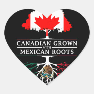 Canadian Grown with Mexican Roots   Mexico Design Heart Sticker