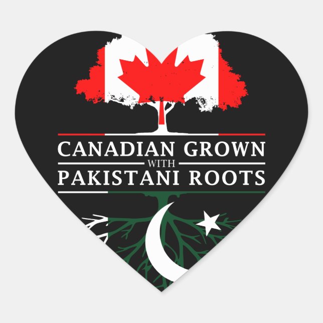 Canadian Grown with Pakistani Roots   Pakistan Heart Sticker (Front)