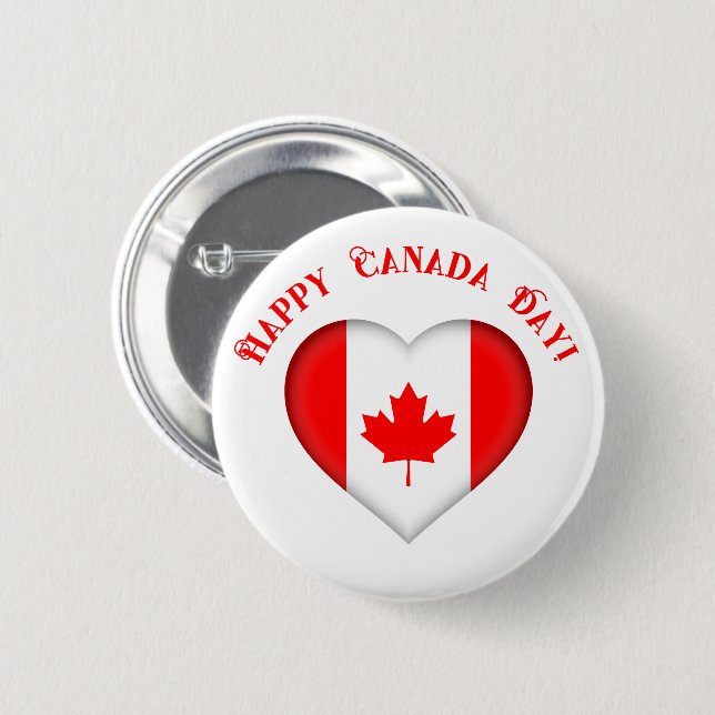 Canadian Heart Happy Canada Day 6 Cm Round Badge (Front & Back)