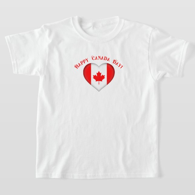 Canadian Heart Happy Canada Day T-Shirt (Laydown)