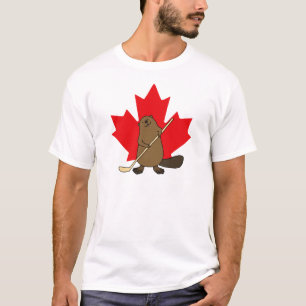 Canadian Hockey Beaver T-shirt Canada Day T-shirt