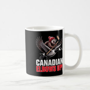 Canadian Hockey Elbows Up Retro Funny Canada Day G Coffee Mug