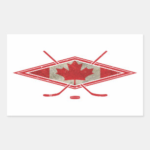 Canadian Hockey Flag Logo Rectangular Sticker