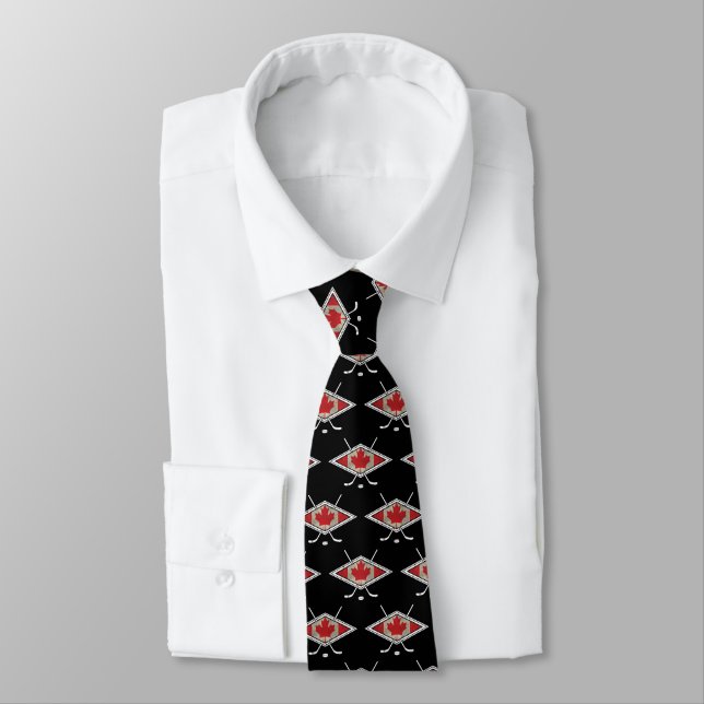 Canadian Hockey Flag Logo Tie (Tied)
