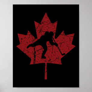 Canadian Hockey Player Vintage Canada Maple Leaf I Poster