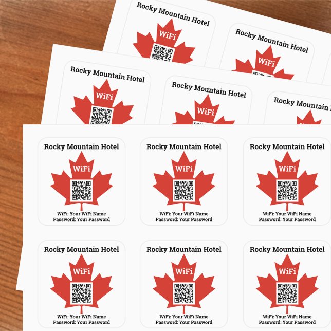 Canadian Hotel Wifi Details Plus QR Code Square Sticker (Creator Uploaded)