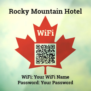 Canadian Hotel Wifi Details Plus QR Code Window Cling