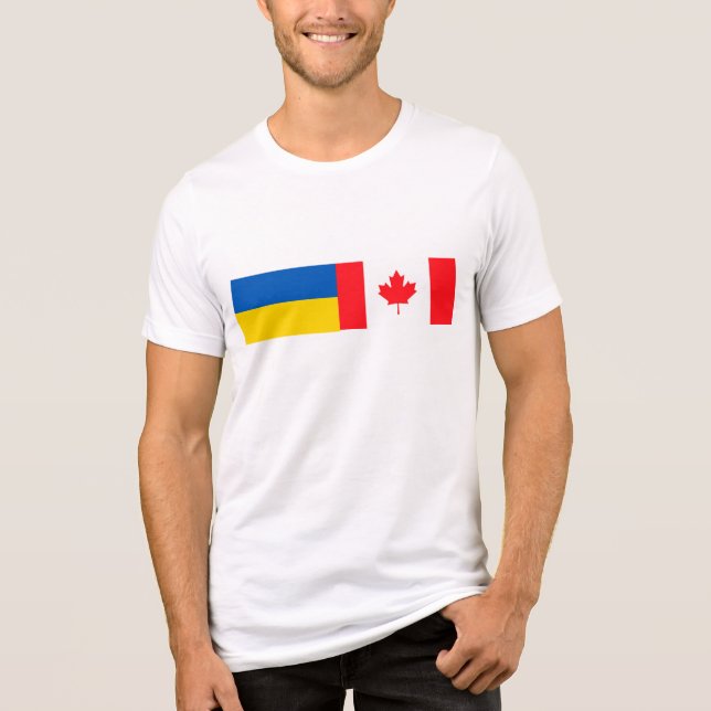 Canadian I stand with Ukraine. CAN & UKR flags. Tri-Blend Shirt (Front)