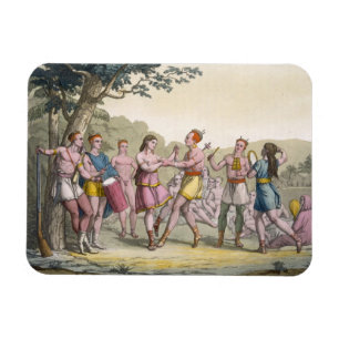 Canadian Indian dance in the evening (colour engra Magnet