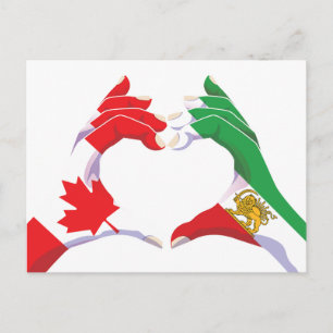 Canadian Iranian Unity Heart with Lion and Sun Postcard
