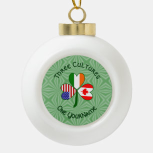 Canadian Irish American Shamrock Personalised Ceramic Ball Christmas Ornament