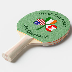 Canadian Irish American Shamrock Personalised  Ping Pong Paddle