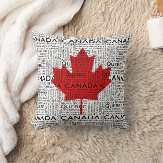Canadian Leaf w/ City & States Background Cushion