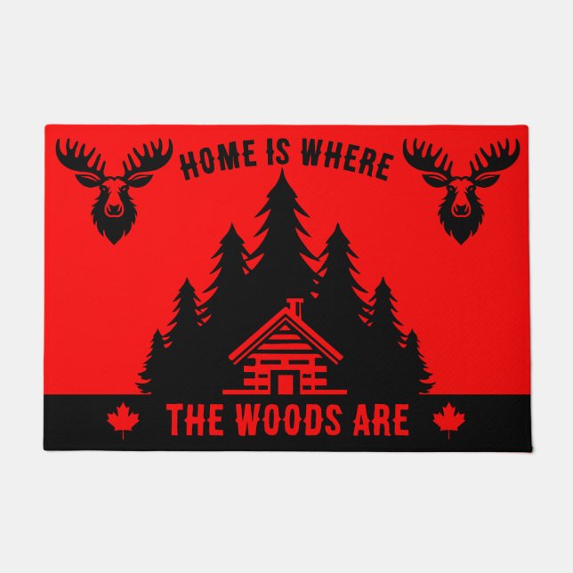Canadian Log Cabin Funny Decorative Doormat (Front)